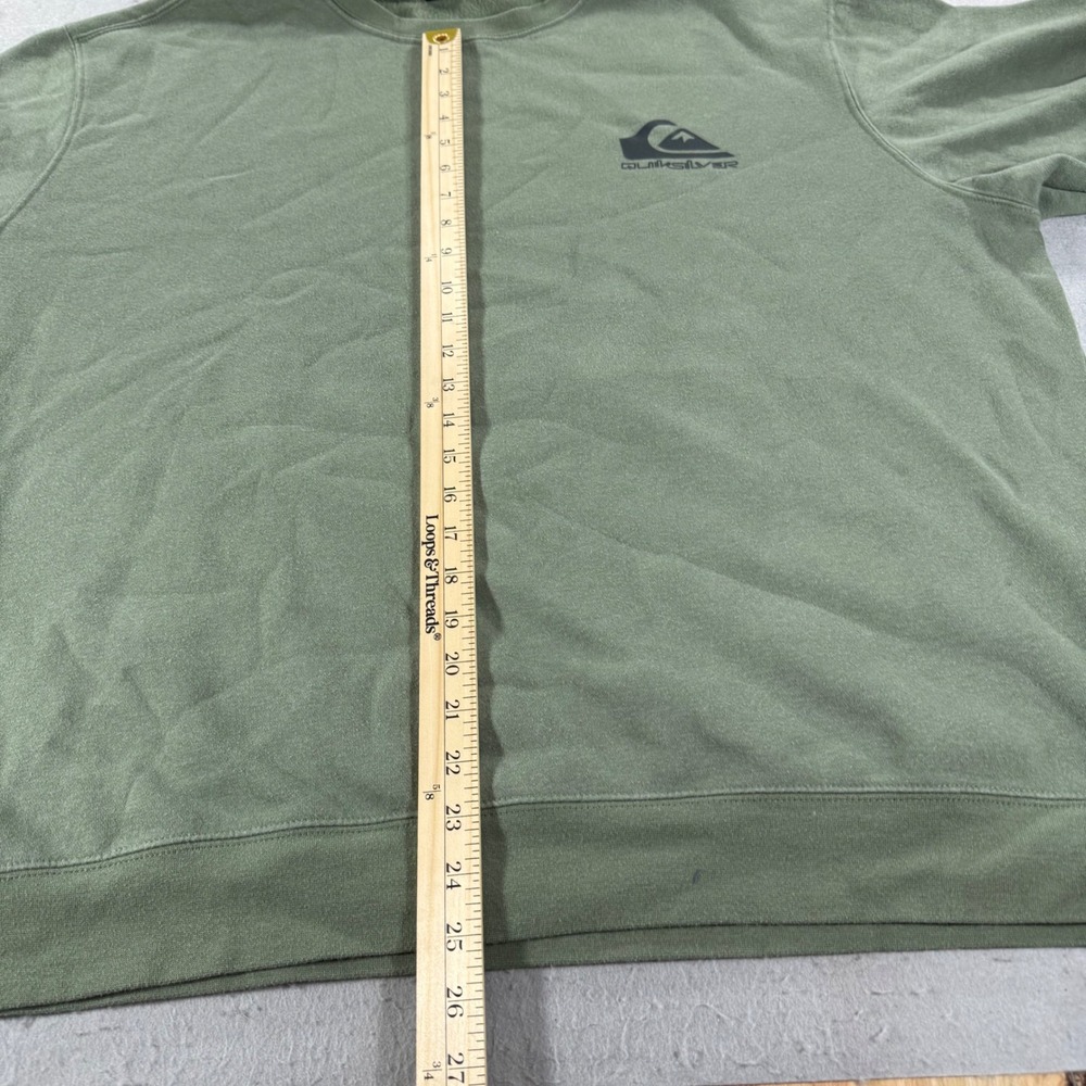 Quiksilver Mens XXL Olive‎ Green Fleece Crewneck Logo Sweatshirt Pullover - Picture 8 of 8